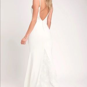 Talianan White Lace Button Back Maxi Dress NWT
